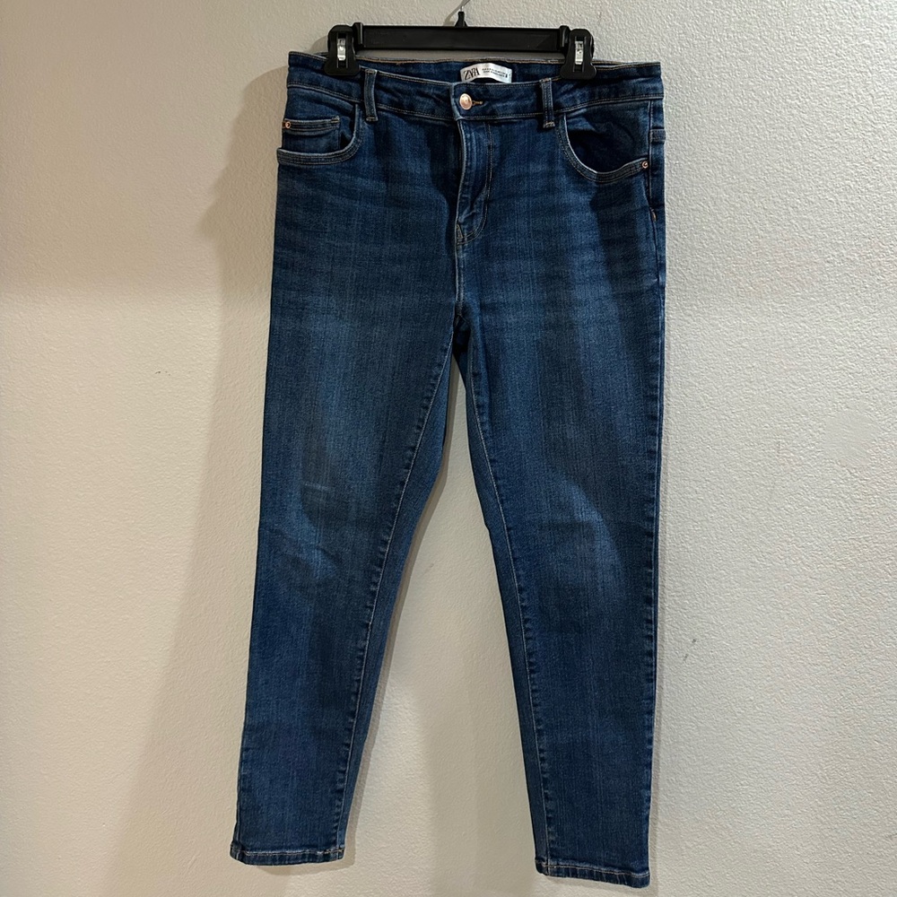 Zara Blue Skinny Jeans with Faded Wash